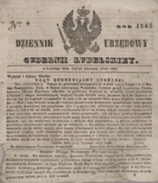 Dziennik Urzędowy Guberni Lubelskiey 1845, Nr 4 + dodatek