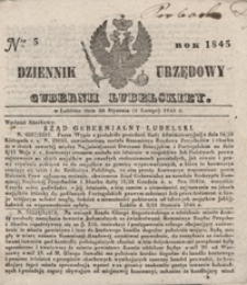 Dziennik Urzędowy Guberni Lubelskiey 1845, Nr 5 + dodatek I + dodatek II
