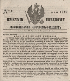 Dziennik Urzędowy Guberni Lubelskiey 1845, Nr 6 + dodatek I + dodatek II