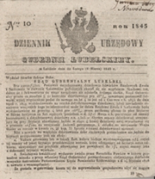 Dziennik Urzędowy Guberni Lubelskiey 1845, Nr 10 + dodatek