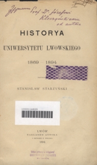 Historya Uniwersytetu Lwowskiego. Cz. 2, 1869-1894