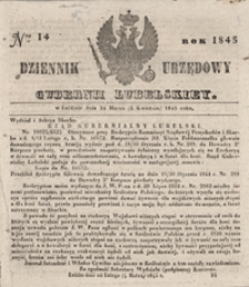 Dziennik Urzędowy Guberni Lubelskiey 1845, Nr 14 + dodatek