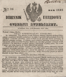 Dziennik Urzędowy Guberni Lubelskiey 1845, Nr 16 + dodatek