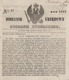 Dziennik Urzędowy Guberni Lubelskiey 1845, Nr 17 + dodatek