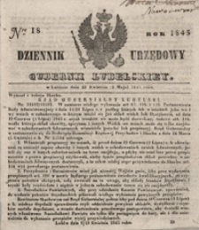 Dziennik Urzędowy Guberni Lubelskiey 1845, Nr 18 + dodatek