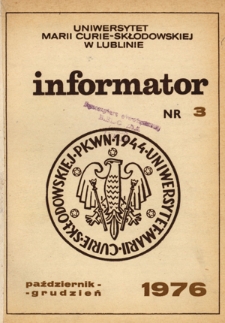 Informator / Uniwersytet Marii Curie-Skłodowskiej w Lublinie (październik-grudzień 1976)