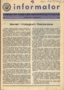 Informator / Uniwersytet Marii Curie-Skłodowskiej w Lublinie Nr 2/3 (kwiecień/wrzesień 1977)
