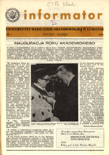 Informator / Uniwersytet Marii Curie-Skłodowskiej w Lublinie Nr 1 (styczeń/marzec 1978)