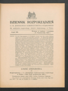 Dziennik Rozporządzeń c. i k. Jeneralnego Gubernatorstwa Wojskowego dla Austryacko-Węgierskiego Obszaru Okupowanego w Polsce 1916, Cz. 13 (27 paźdz.)