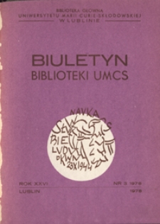 Biuletyn Biblioteki UMCS R. 26 nr 3 (1978)