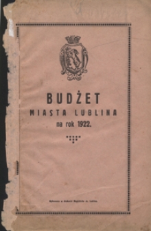 Budżet Miasta Lublina na Rok 1922