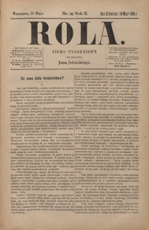 Rola : pismo tygodniowe / pod redakcyą Jana Jeleńskiego. R. 2, nr 19 (28 kwietnia (10 maja) 1884)