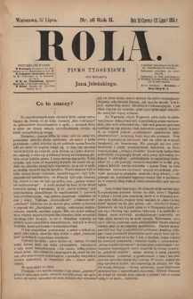 Rola : pismo tygodniowe / pod redakcyą Jana Jeleńskiego. R. 2, nr 28 (30 czerwca (12 lipca) 1884)