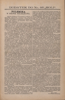 Rola : pismo tygodniowe / pod redakcyą Jana Jeleńskiego. Dodatek do R. 2, nr 46 (1884)