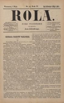 Rola : pismo tygodniowe / pod redakcyą Jana Jeleńskiego. R. 4, nr 19 (26 kwietnia (8 maja) 1886)