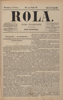 Rola : pismo tygodniowe / pod redakcyą Jana Jeleńskiego. R. 4, nr 30 (12 (24) lipca 1886)