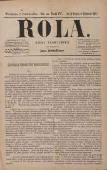 Rola : pismo tygodniowe / pod redakcyą Jana Jeleńskiego. R. 4, nr 40 (20 września (2 października) 1886)