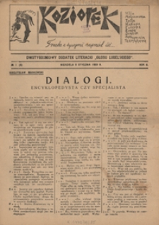Koziołek : dwutygodniowy dodatek literacki do Głosu Lubelskiego R. 2, Nr 1 (8 stycz. 1939)