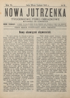 Nowa Jutrzenka : tygodniowe pismo obrazkowe R. 6, Nr 8 (20 lutego 1913)