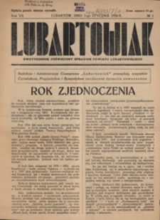 Lubartowiak : dwutygodnik poświęcony sprawom powiatu lubartowskiego R. 7, nr 1 (1 stycz. 1938)