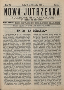 Nowa Jutrzenka : tygodniowe pismo obrazkowe R. 6, Nr 34 (21 sierpnia 1913)