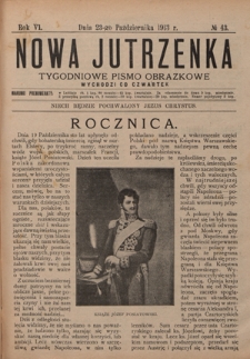 Nowa Jutrzenka : tygodniowe pismo obrazkowe R. 6, Nr 43 (23 października 1913)