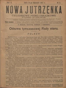 Nowa Jutrzenka : tygodniowe pismo obrazkowe R. 10, Nr 4 (25 stycznia 1917)