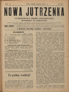 Nowa Jutrzenka : tygodniowe pismo obrazkowe R. 10, Nr 28 (12 lipca 1917)