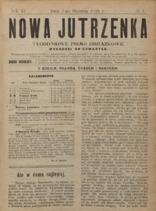 Nowa Jutrzenka : tygodniowe pismo obrazkowe R. 11, Nr 1 (3 stycznia 1918)