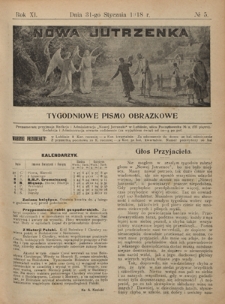 Nowa Jutrzenka : tygodniowe pismo obrazkowe R. 11, Nr 5 (31 stycznia 1918)