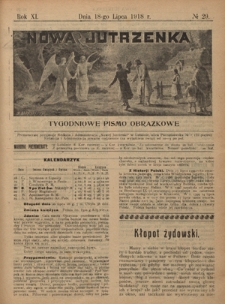 Nowa Jutrzenka : tygodniowe pismo obrazkowe R. 11, Nr 29 (18 lipca 1918)