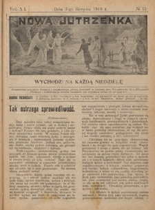 Nowa Jutrzenka : wychodzi na każdą niedzielę R. 12, Nr 31 (3 sierpnia 1919)
