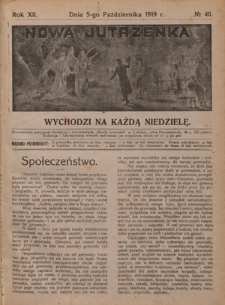 Nowa Jutrzenka : wychodzi na każdą niedzielę R. 12, Nr 40 (5 października 1919)