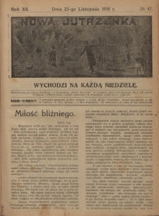 Nowa Jutrzenka : wychodzi na każdą niedzielę R. 12, Nr 47 (23 listopada 1919)