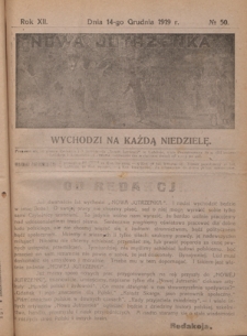 Nowa Jutrzenka : wychodzi na każdą niedzielę R. 12, Nr 50 (14 grudnia 1919)