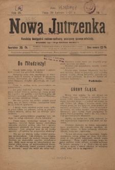 Nowa Jutrzenka : niezależny dwutygodnik naukowo-społeczny, poświęcony sprawom młodzieży R. 14, Nr 1 (20 lutego 1921)