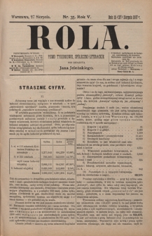 Rola : pismo tygodniowe / pod redakcyą Jana Jeleńskiego R. 5, Nr 35 (15/27 sierpnia 1887)