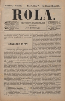 Rola : pismo tygodniowe / pod redakcyą Jana Jeleńskiego R. 5, Nr 36 (22 sierpnia/3 września 1887)
