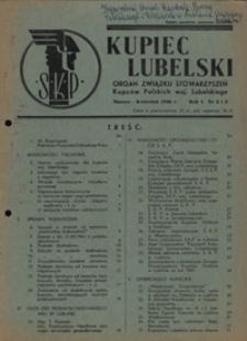 Kupiec Lubelski : organ Związku Stowarzyszeń Kupców Polskich Woj. Lubelskiego R. 1, nr 2 i 3 (marz.-kwiec. 1946)