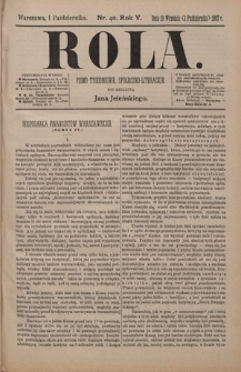 Rola : pismo tygodniowe / pod redakcyą Jana Jeleńskiego R. 5, Nr 40 (19 września/1 października 1887)