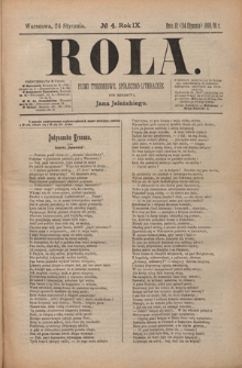 Rola : pismo tygodniowe, społeczno-literackie / pod red. Jana Jeleńskiego R. 9, Nr 4 (12/24 stycznia 1891)
