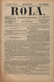 Rola : pismo tygodniowe, społeczno-literackie / pod red. Jana Jeleńskiego R. 9, Nr 12 (8/21 marca 1891)