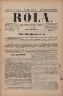 Rola : pismo tygodniowe, społeczno-literackie / pod red. Jana Jeleńskiego R. 9, Nr 50 (30 listopada/12 grudnia 1891)