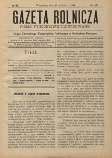 Gazeta Rolnicza : pismo tygodniowe ilustrowane. R. 52, nr 50 (13 grudnia 1912)