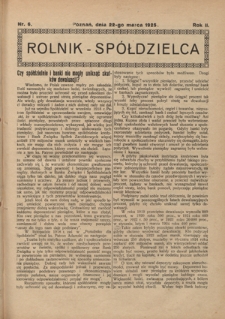 Rolnik - Spółdzielca. R. 2, nr 6 (22 marca 1925)