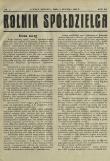 Rolnik - Spółdzielca. R. 7, nr 1 (5 stycznia 1930)