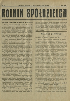 Rolnik - Spółdzielca. R. 7, nr 2 (19 stycznia 1930)