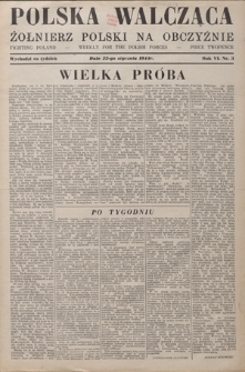 Polska Walcząca - Żołnierz Polski na Obczyźnie = Fighting Poland : weekly for the Polish Forces. R. 6, nr 3 (22 stycznia 1944)