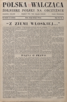 Polska Walcząca - Żołnierz Polski na Obczyźnie = Fighting Poland : weekly for the Polish Forces. R. 6, nr 8 (26 lutego 1944)