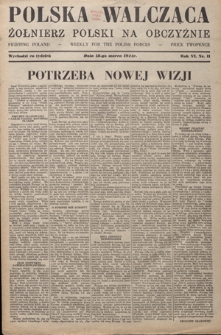 Polska Walcząca - Żołnierz Polski na Obczyźnie = Fighting Poland : weekly for the Polish Forces. R. 6, nr 11 (18 marca 1944)